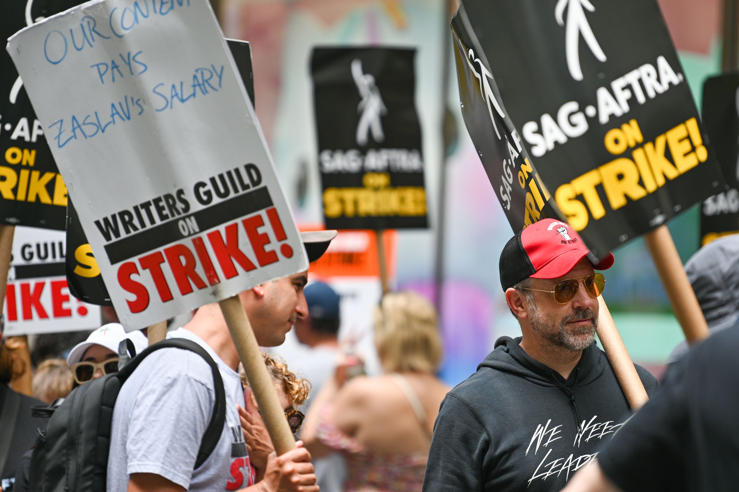 An image showing writers and actors on strike