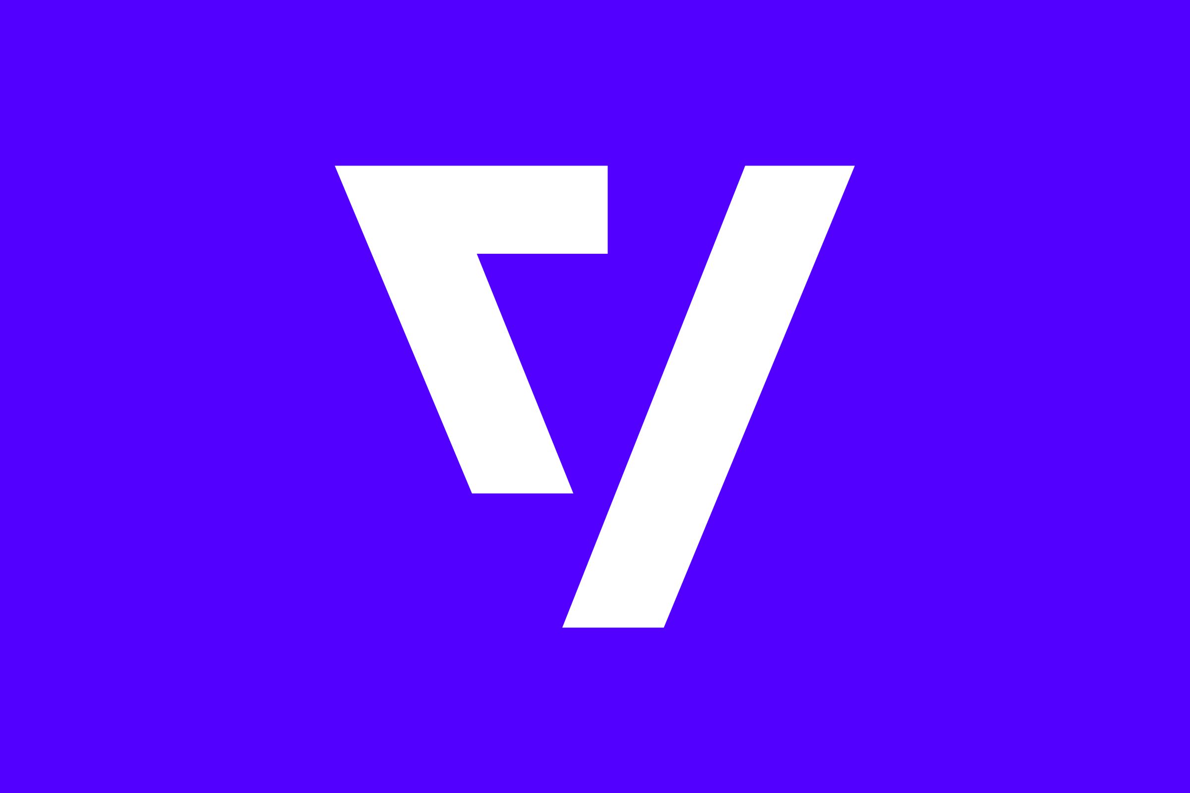 A white version of The Verge’s V monogram logo over a purple background.
