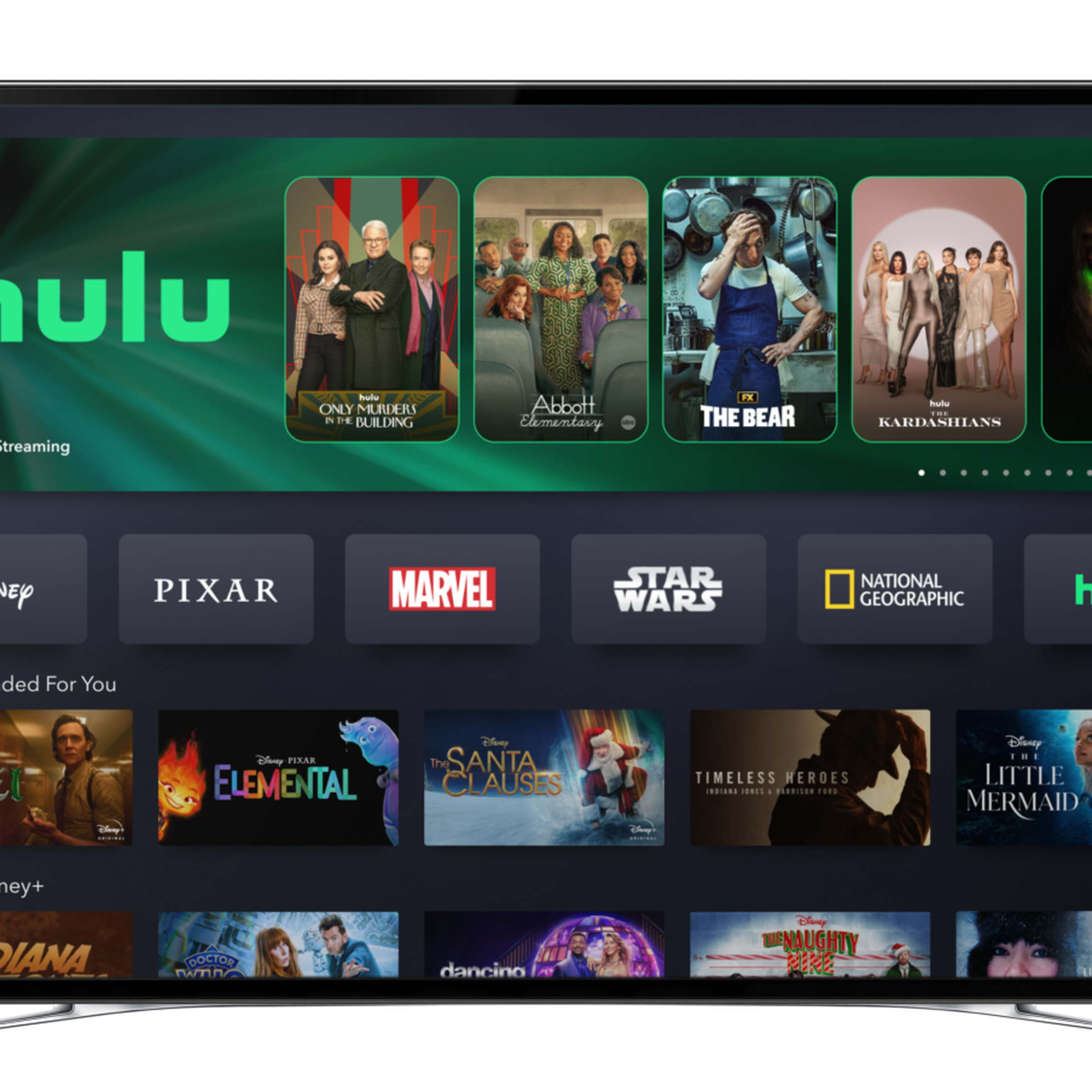 An image showing the Hulu hub on Disney Plus